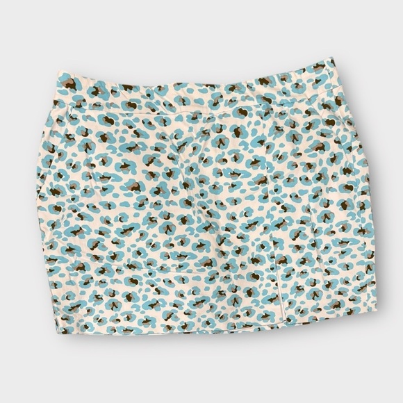 Krazy Larry Pants - Krazy Larry Skort Women's Athletic Golf Skirt Blue Leopard Print Size 14